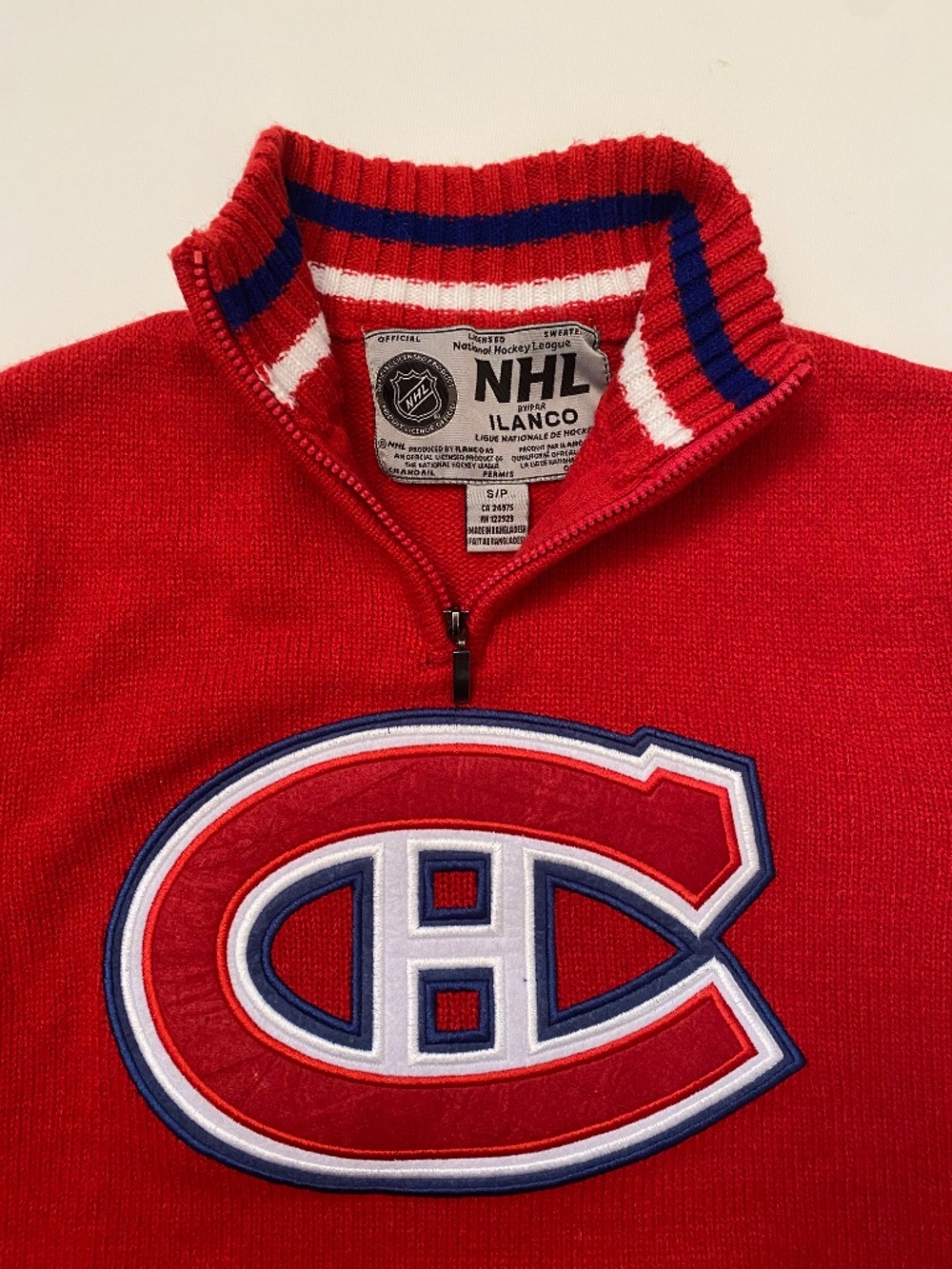 NHL Montreal Canadiens quarter zip knit sweater, size small - Picture 7 of 8
